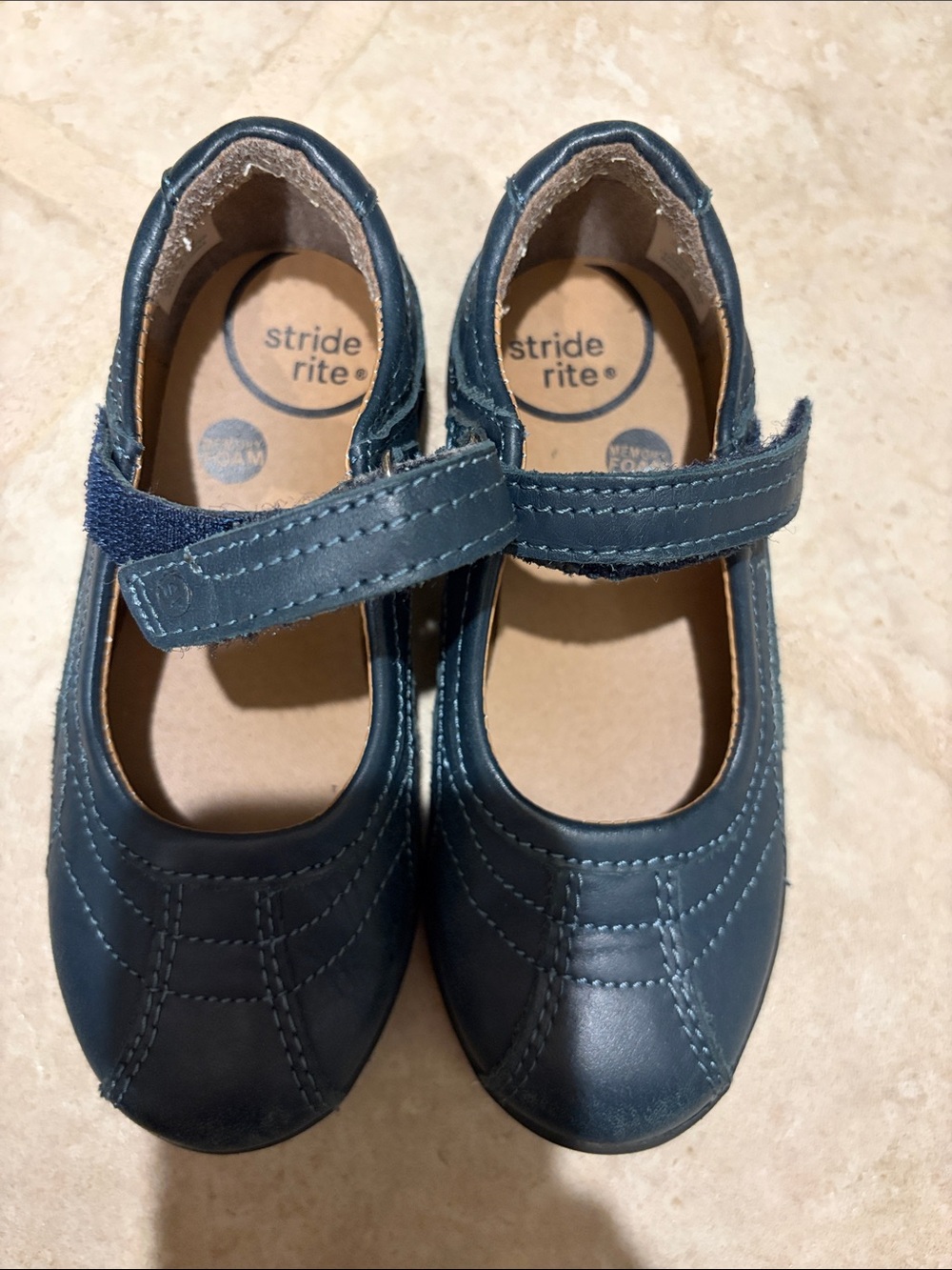 School shoes Stride Rite Girls Navy Blue Hook-and-Loop Mary Jane Shoes